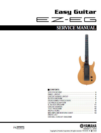 YAMAHA EZ-EG EASY GUITAR SERVICE MANUAL INC BLK DIAG PCBS SCHEM DIAGS – THE  MANUALS SERVICE