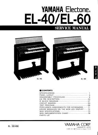 YAMAHA EL-40 EL-60 ELECTONE KEYBOARD SERVICE MANUAL INC PCBS AND PARTS –  THE MANUALS SERVICE