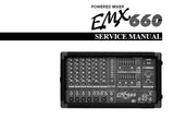 YAMAHA EMX660 POWERED MIXER SERVICE MANUAL INC BLK AND LEVEL DIAGS TRSHOOT GUIDE CIRC BOARD AQND WIRING DIAGS OVERALL CIRC DIAGS AND PARTS LIST 52 PAGES ENG