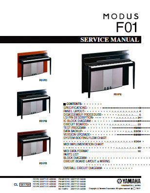 YAMAHA F01 SERIES MODUS F01PE F01PO F01PB F01PR KEYBOARD SERVICE MANUAL INC PCBS OVERALL CIRC DIAGS BLK DIAG AND PARTS LIST 128 PAGES ENG