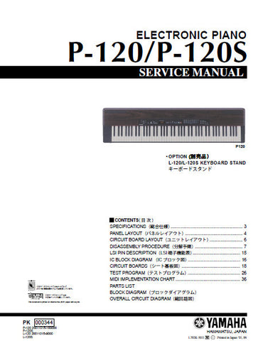 YAMAHA P-120 P-120S ELECTRONIC PIANO SERVICE MANUAL INC BLK DIAG PCBS SCHEM DIAGS AND PARTS LIST 62 PAGES ENG JAP