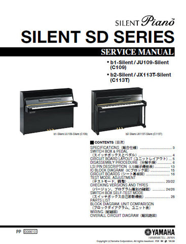 YAMAHA SILENT SD SERIES b1-SILENT JV109-SILENT b2-SILENT JX113T-SILENT PIANO SERVICE MANUAL INC BLK DIAG PCBS SCHEM DIAGS AND PARTS LIST 51 PAGES ENG JAP