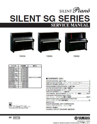 YAMAHA SILENT SG SERIES SILENT PIANO SERVICE MANUAL INC BLK DIAG PCBS SCHEM DIAGS AND PARTS LIST 63 PAGES ENG JAP