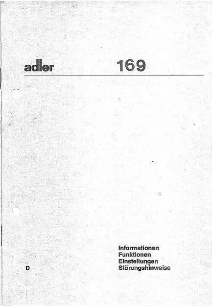 ADLER 169 NAHMASCHINE SERVICE MANUAL 21 SEITE DEUTSCH