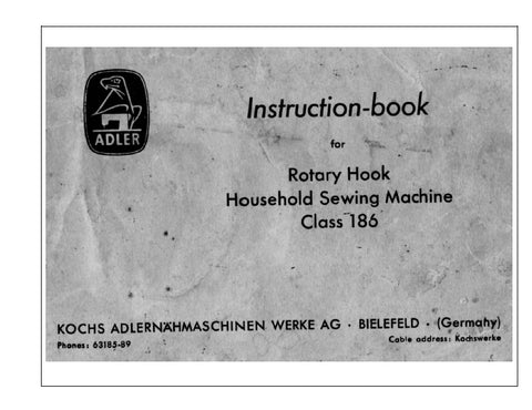 ADLER 186 SEWING MACHINE INSTRUCTION BOOK 48 PAGES ENG