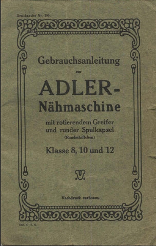 ADLER 8 10 12 NAHMASCHINE GEBRAUCHSANLEITUNG 34 SEITE DEUTSCH