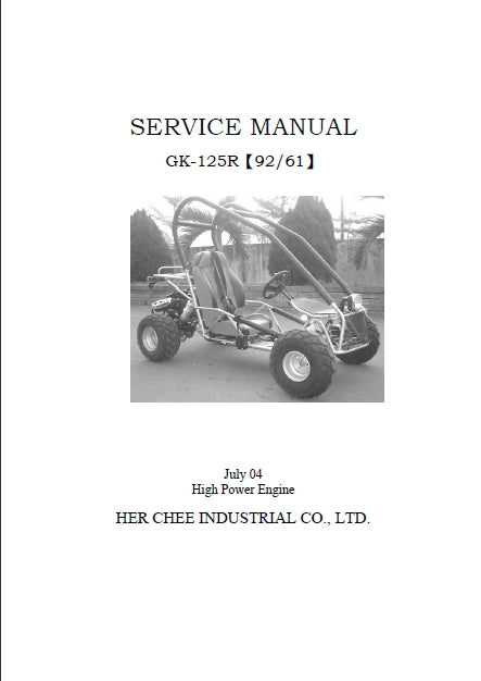 ADLY GK-125R GO-KART SERVICE MANUAL 111 PAGES ENG