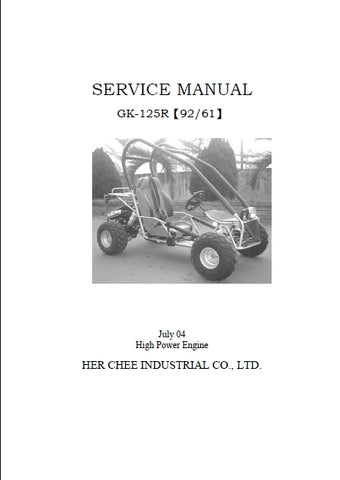 ADLY GK-125R GO-KART SERVICE MANUAL 111 PAGES ENG