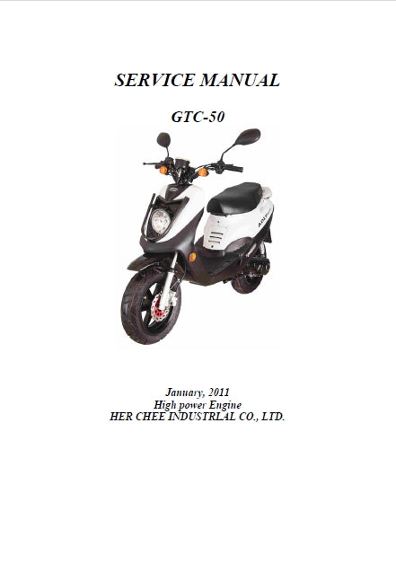 ADLY GTC-50 SCOOTER SERVICE MANUAL 86 PAGES ENG