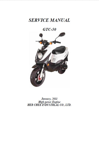 ADLY GTC-50 SCOOTER SERVICE MANUAL 86 PAGES ENG