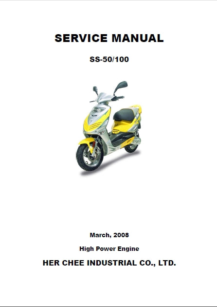 ADLY SS-50 SS-100 SCOOTER SERVICE MANUAL 87 PAGES ENG