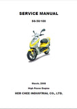 ADLY SS-50 SS-100 SCOOTER SERVICE MANUAL 87 PAGES ENG