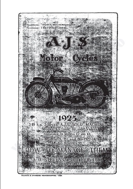AJS E3 E4 E5 B B1 B5 B2 MOTORCYCLE INSTRUCTION BOOK 25 PAGES ENG