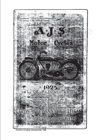 AJS E3 E4 E5 B B1 B5 B2 MOTORCYCLE INSTRUCTION BOOK 25 PAGES ENG