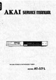AKAI AT-S7 AT-S7L FM AM STEREO SYNTHESIZER TUNER SERVICE MANUAL INC BLK DIAG PCBS SCHEM DIAGS AND PARTS LIST 39 PAGES ENG