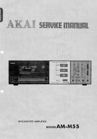 AKAI AM-M55 INTEGRATED AMPLIFIER SERVICE MANUAL INC PCBS SCHEM DIAG AND PARTS LIST 32 PAGES ENG
