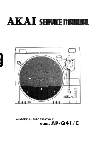 AKAI AP-Q41 AP-Q41C QUARTZ FULL AUTO TURNTABLE SERVICE MANUAL INC PCBS SCHEM DIAG AND PARTS LIST 40 PAGES ENG