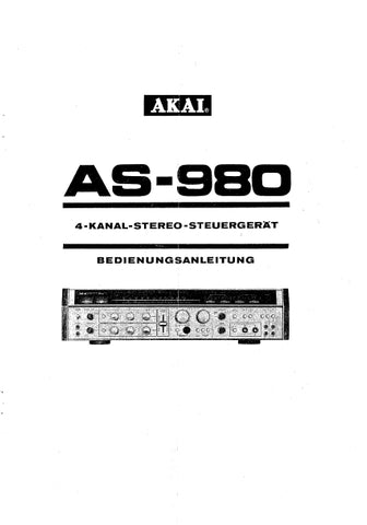 AKAI AS-980 4 KANAL STEREO STEUERGERAT BEDIENUNGSANLEITUNG MIT ANSCHLUSSE 11 SEITE DEUT