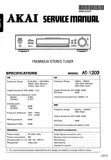 AKAI AT-1200  FM MW LW STEREO TUNER SERVICE MANUAL INC BLK DIAG WIRING DIAG PCBS SCHEM DIAGS AND PARTS LIST 24 PAGES ENG