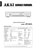 AKAI AT-56 AT-56L QUARTZ SYNTHESIZER TUNER SERVICE MANUAL INC BLK DIAG PCBS SCHEM DIAGS AND PARTS LIST 19 PAGES ENG