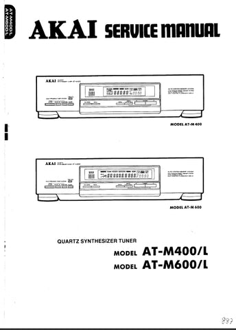 AKAI AT-M400 AT-M400L AT-M600 AT-M600L QUARTZ SYNTHESIZER TUNER SERVICE MANUAL INC BLK DIAGS PCBS SCHEM DIAGS AND PARTS LIST 29 PAGES ENG