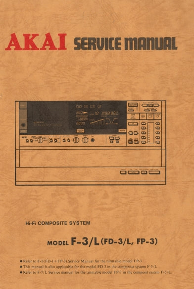 AKAI F-3 F-3L F-D3 F-D3L FP-3 HIFI COMPOSITE SYSTEM SERVICE MANUAL INC BLK DIAGS PCBS SCHEM DIAGS AND PARTS LIST 155 PAGES ENG