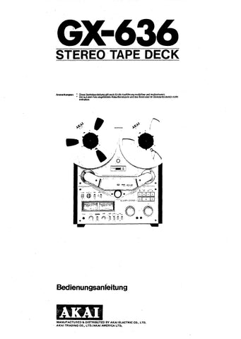 AKAI GX-636 STEREO TAPE DECK BEDIENUNGSANLEITUNG MIT ANSCHLUSSE UND FEHLERSUCHE 13 SEITE DEUT