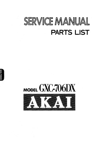 AKAI GXC-706DX STEREO CASSETTE DECK  SERVICE MANUAL INC PCBS SCHEM DIAG AND PARTS LIST 42 PAGES ENG
