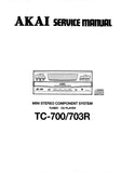 AKAI TC-700 TC-703R MINI STEREO COMPONENT SYSTEM SERVICE MANUAL INC WIRING DIAG SCHEM DIAGS PCBS AND PARTS LIST 42 PAGES ENG