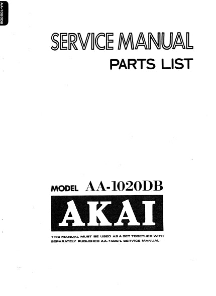 AKAI AA-1020DB STEREO RECEIVER SERVICE MANUAL INC SCHEM DIAGS 16 PAGES ENG