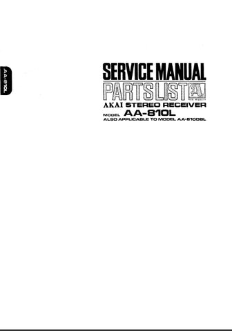 AKAI AA-810L AA-810DBL STEREO RECEIVER SERVICE MANUAL INC SCHEM DIAGS 33 PAGES ENG