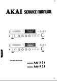 AKAI AA-R21 AA-R31 STEREO RECEIVER SERVICE MANUAL INC SCHEM DIAGS 44 PAGES ENG