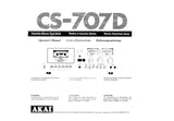 AKAI CS-707D STEREO CASSETTE TAPE DECK OPERATORS MANUAL NOTICE D' INSTRUCTIONS BEDIENUNGSANLEITUNG 14 PAGES ENG FR DE