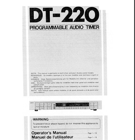 AKAI DT-220 PROGRAMMABLE AUDIO TIMER OPERATORS MANUAL MANUEL DE L'UTILISATEUR 17 PAGES ENG FR 6