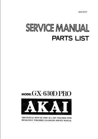 AKAI GX-63OD PRO STEREO TAPE DECK  SERVICE MANUAL INC SCHEMATIC DIAGRAMS 25 PAGES ENG