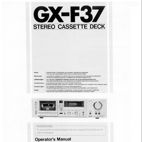 AKAI GX-F37 STEREO CASSETTE DECK OPERATORS MANUAL 9 PAGES ENG