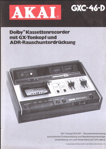 AKAI GXC-46D DOLBY KASSETTENRECORDER PROSPEKT 3 SEITE DEUT