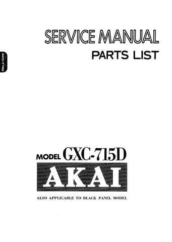 AKAI GXC-715D STEREO CASSETTE TAPE DECK SERVICE MANUAL INC SCHEM DIAGS 49 PAGES ENG