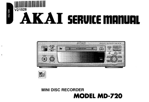 AKAI MD-720 MINI DISC RECORDER SERVICE MANUAL 21 PAGES ENG