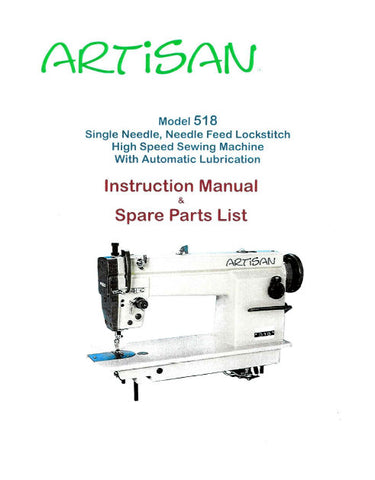 ARTISAN MODEL 518 SEWING MACHINE INSTRUCTION MANUAL 25 PAGES ENG