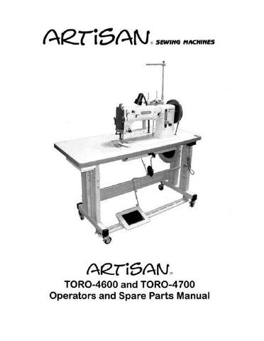 ARTISAN TORO-4600 TORO-4700 SEWING MACHINE OPERATORS MANUAL 32 PAGES ENG