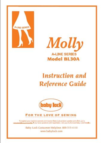 BABY LOCK BL30A MOLLY A-LINE SERIES SEWING MACHINE INSTRUCTION AND REFERENCE GUIDE 90 PAGES ENG ESP FRANC