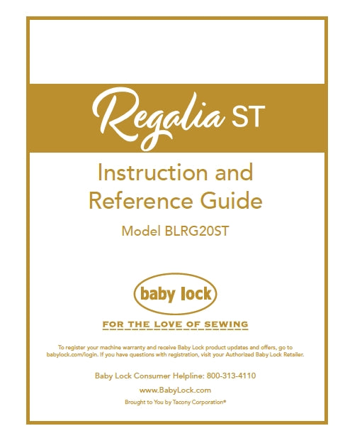BABY LOCK REGALIA ST BLRG20ST SEWING MACHINE INSTRUCTION AND REFERENCE GUIDE 64 PAGES ENG