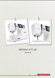 BERNINA 475 QE SEWING MACHINE USER MANUAL 126 PAGES ENG