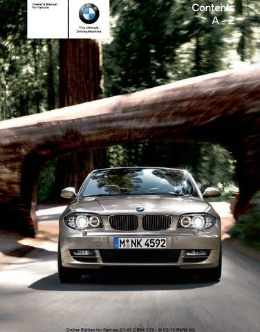 BMW 128i 135i 2010/2011 MOTOR CAR OWNERS MANUAL 256 PAGES ENGLISH