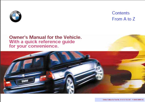 BMW 325i 325xi 2000/2001 MOTOR CAR OWNERS MANUAL 203 PAGES ENGLISH