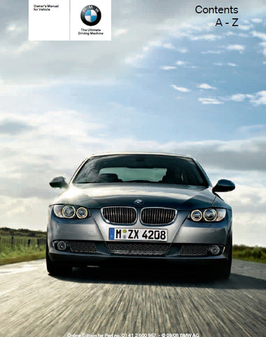 BMW 328i 328i X DRIVE 335i 335i X DRIVE MOTOR CAR OWNERS MANUAL 260 PAGES ENGLISH