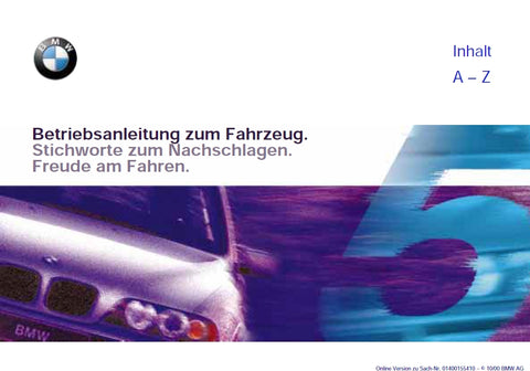 BMW 5 AUTO BETRIEBSANLEITUNG 271 SEITE DEUTSCH
