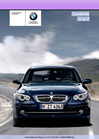 BMW 5 SERIES 528i 535i 550i 528xi 535xi MOTOR CAR OWNERS MANUAL 288 PAGES ENGLISH