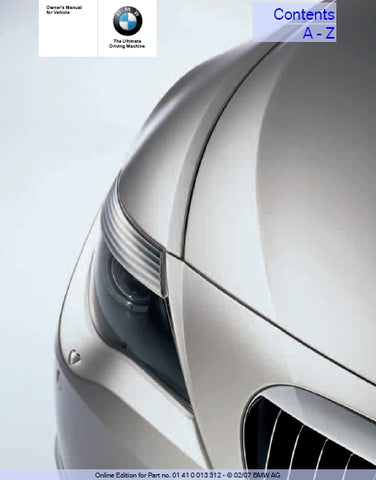 BMW 6 SERIES 2007 650i MOTOR CAR OWNERS MANUAL 254 PAGES ENGLISH